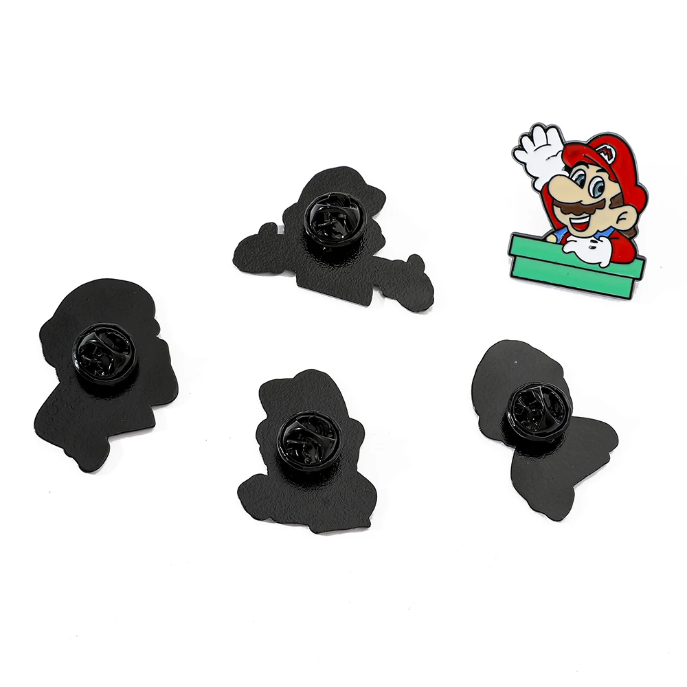 5 Pcs Cartoon anime game Super Mario Brooch Handsome Super Mario Metal Badge Cute Fashion pin accessories