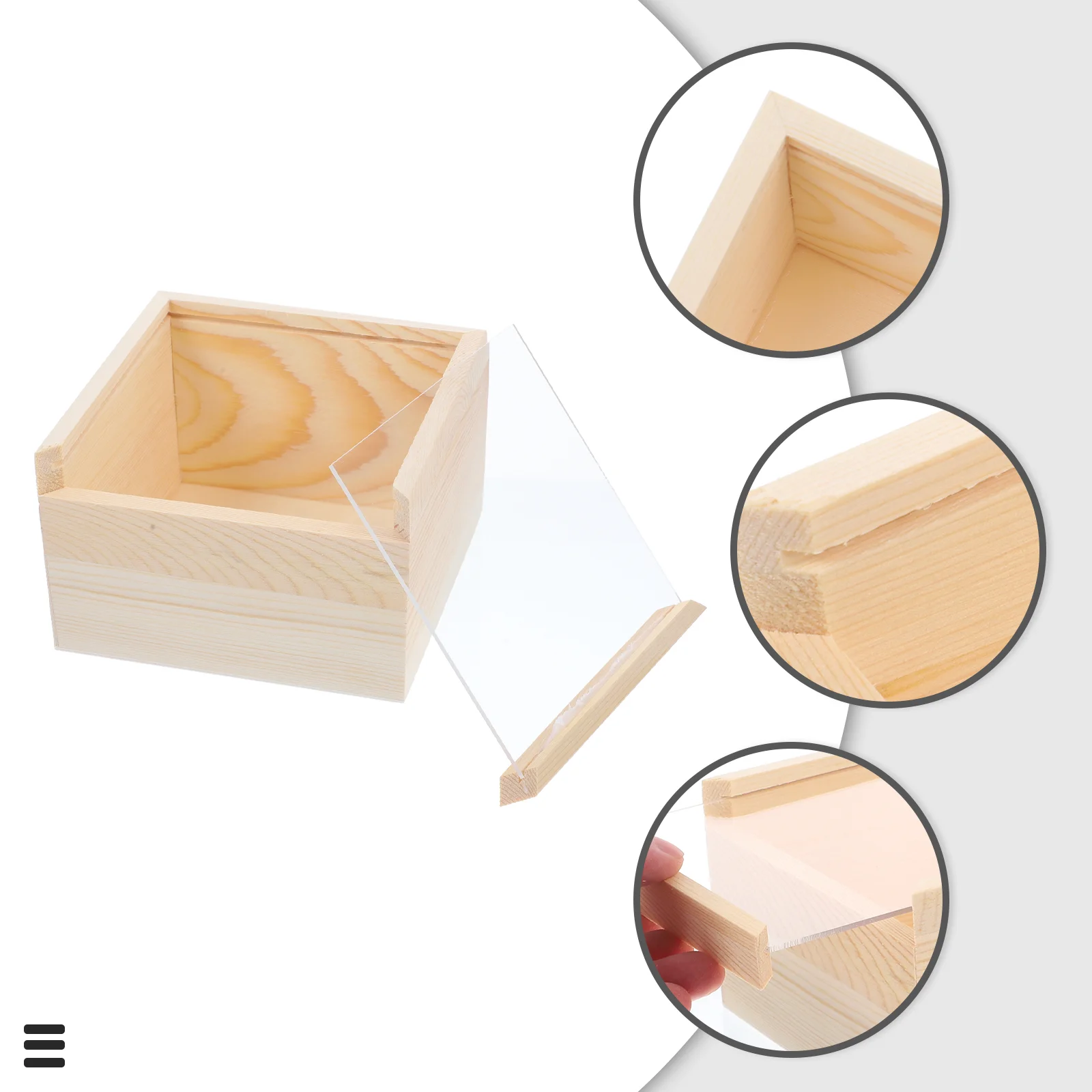 Storage Wooden Box Vanity Tray Bins with Lids Earring Case Jewelry Gift Container Organizer Acrylic Decorative Office Trinket