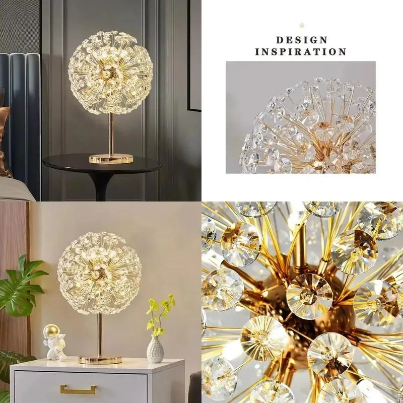 for Dandelion bedside crystal table lamp Nordic simple modern table lamp Bedroom living room Gypsy reading lamp