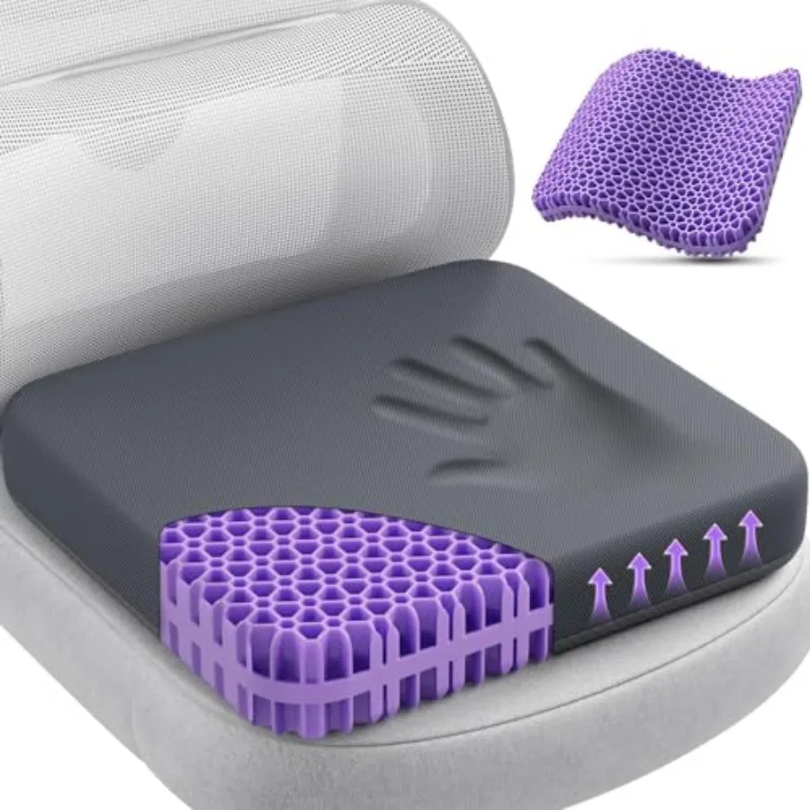 

Гелевая подушка для сиденья для длительного сидения, увеличенная и утолщенная, запатентованный дизайн, подушка для офисного кресла, дышащие охлаждающие вкладыши для сиденья.