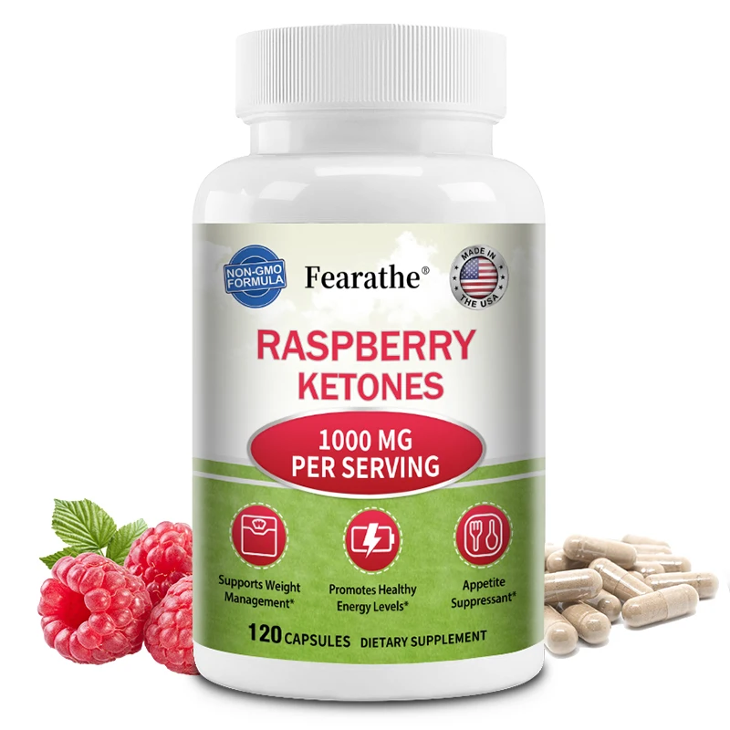 Fearathe Raspberry Ketone Capsules 1000mg - Fat Burner, Helps Metabolism, Rich in Antioxidants, Balances Energy Levels