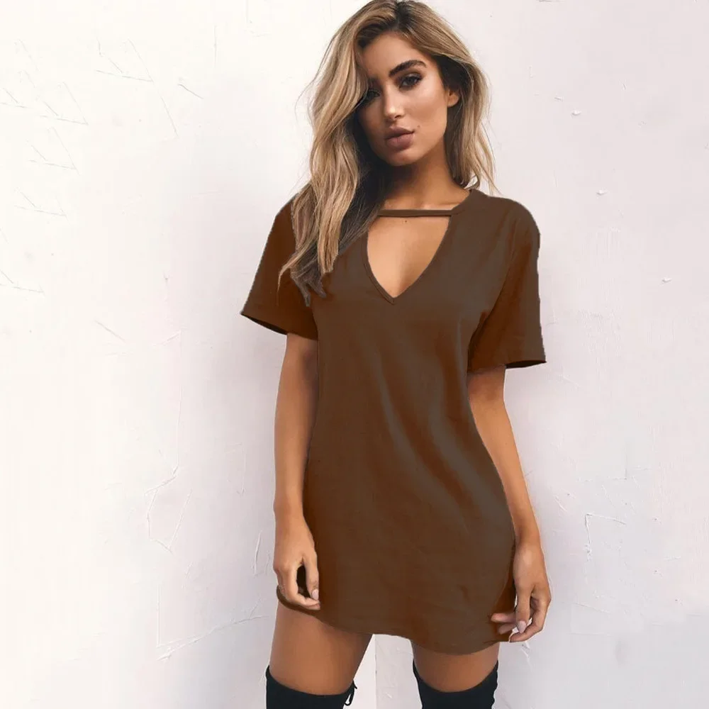 Sexy Elegant Dress Wrap Deep V Neck Cut Out Loose Dress Women Solid Color Short Sleeve Mini Dress Club Party Vestidos 2025 New