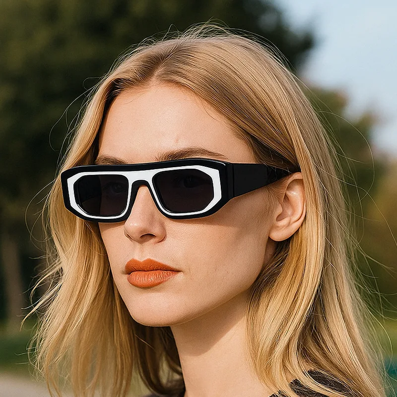 

New Square Frame Irregular Two Color Women Sunglasses Y2K Luxury Personality Splicing High Quality Men Casual Sun Glasses UV400