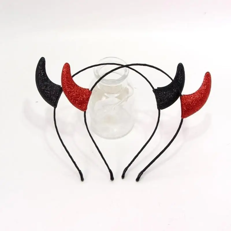 39BD Cosplay Hexe Horn Stirnband Punk Haarband Dark Series Hairhoop Foto Kopfbedeckung – Detail 2