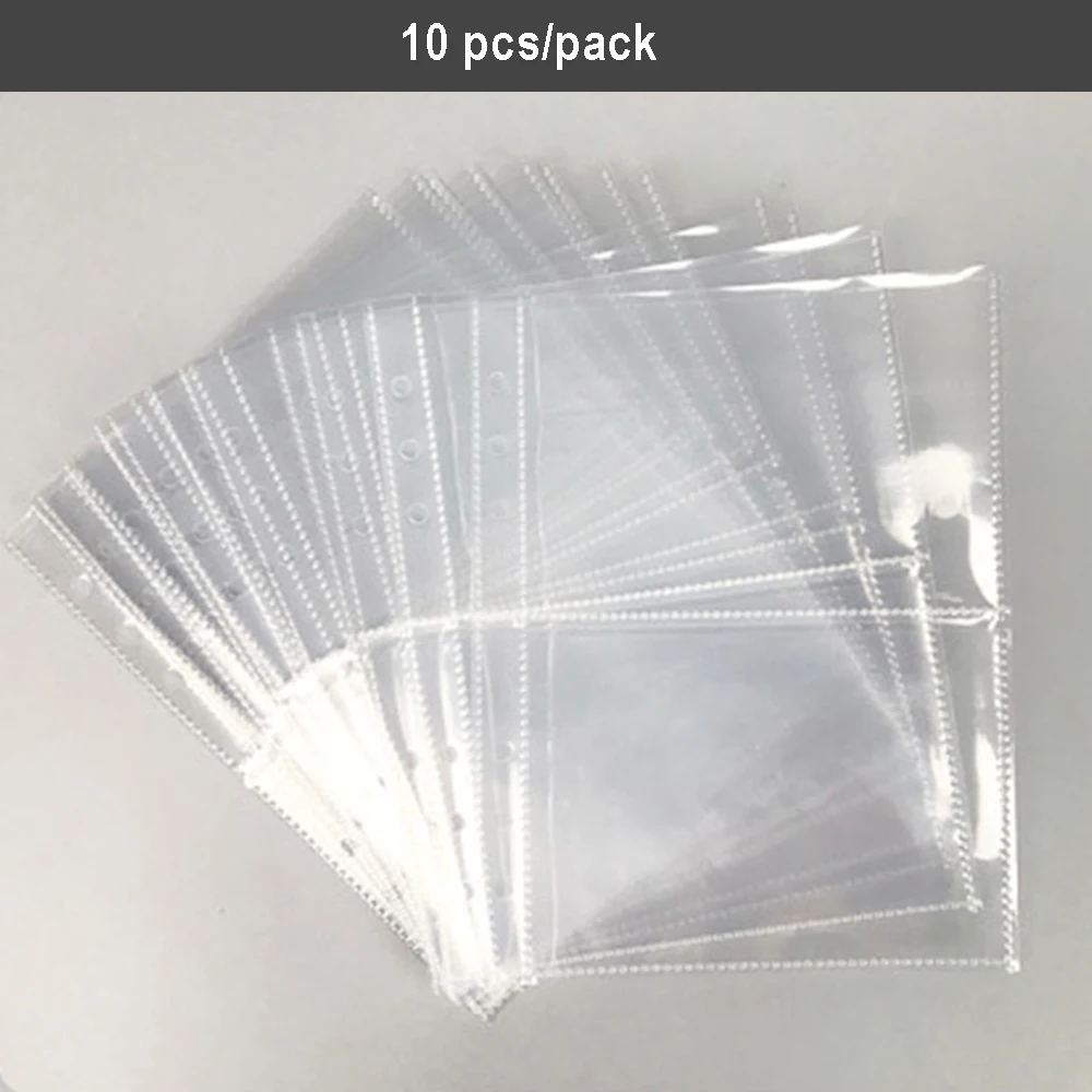 10Pcs A5 6 Ring Clear Binder Refill 1 2 4 Pockets Sleeves Toploader Photocard Notebook Diary Photo Album Drawing Notepad