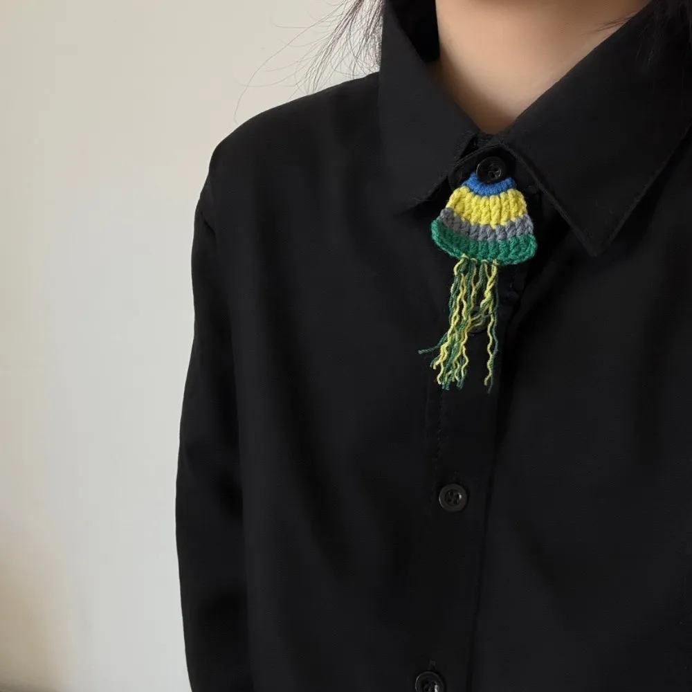 الإبداعية نجم البحر طفولي زر الديكور زهرة قنديل البحر محبوك وهمية Cravat شرابة ملونة DIY قميص الملحقات للجنسين