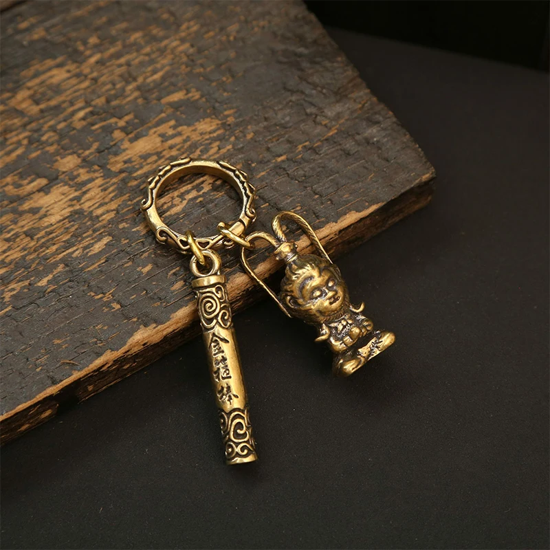 Black Myth Wukong Game Peripheral Keychain Retro Golden Brass Stereoscopic HD School Bag Luggage Car Pendant Decoration