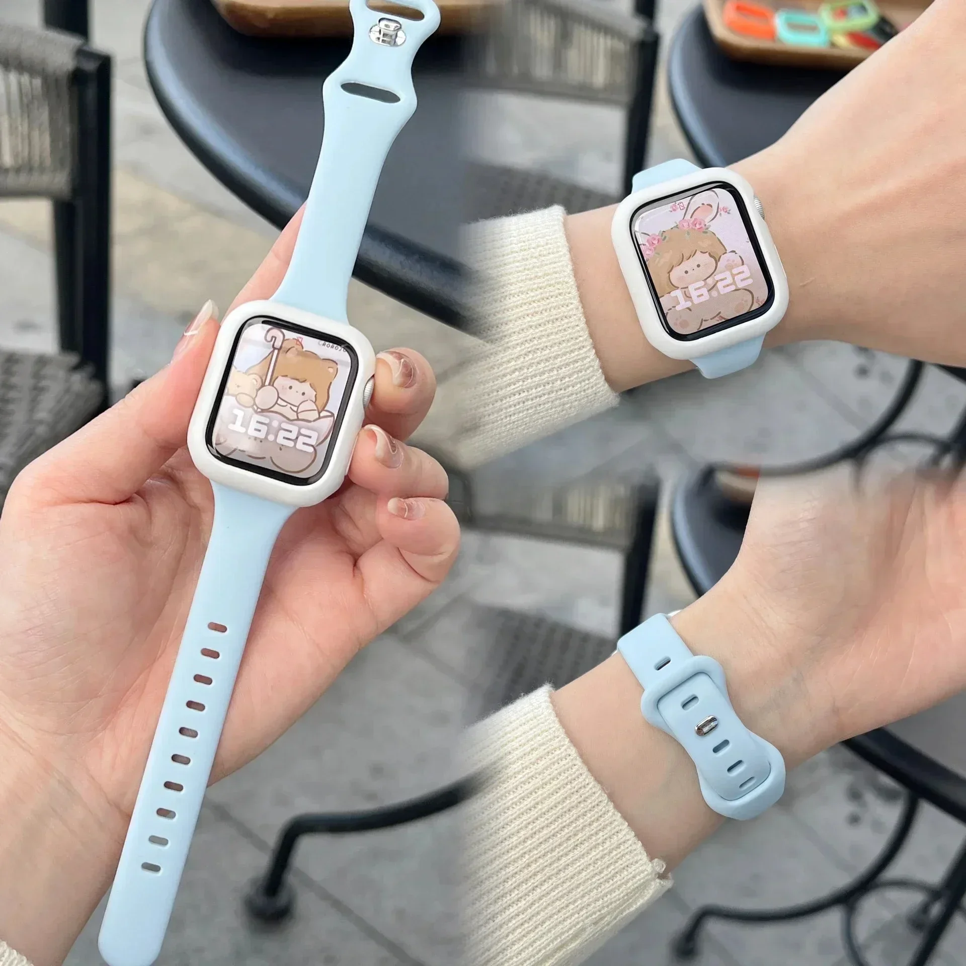 Candy Case+Armband für Apple Watch Serie 9 8 7 45 41 mm Band SE 6 5 4 44 40 mm Nylon/Silikon-Correa-Armband für iWatch Ultra2 1 49 mm
