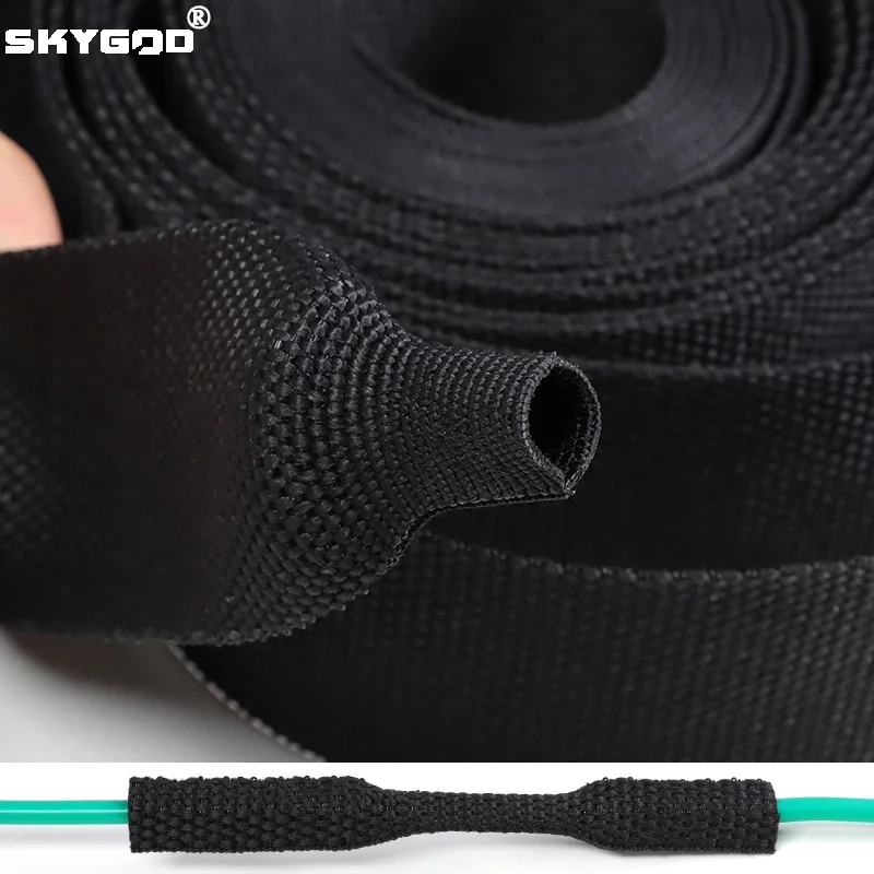 Heat Shrink Braided Cable Sleeve ID 6~100mm Insulation Flam Retardant Wire Wrap Sheath Protection PET Auto Line Organizer