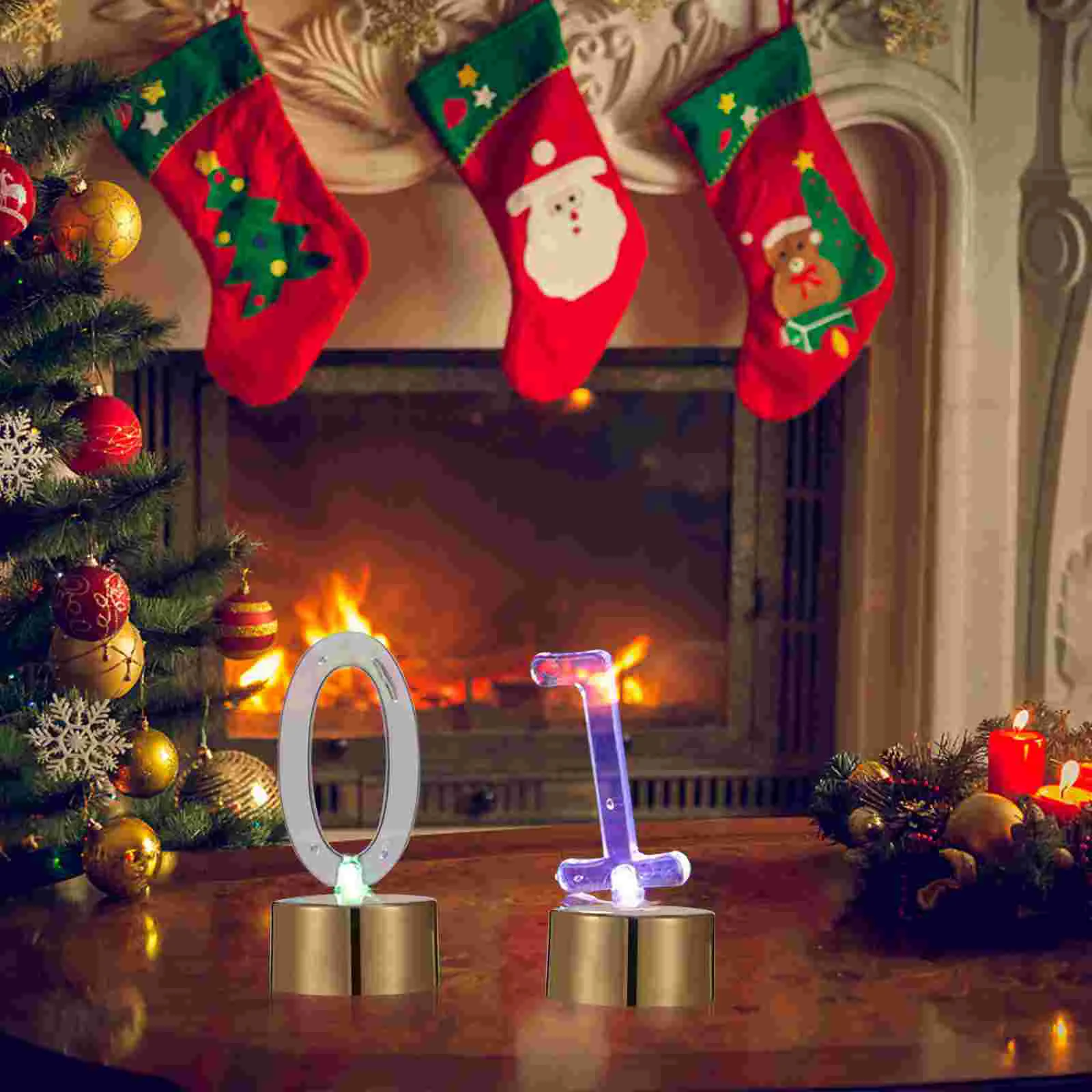 10 Pcs Digital Light Birthday Decorative Lamp Number Lights Smokeless Wedding Night Top Hat LED Flame-less