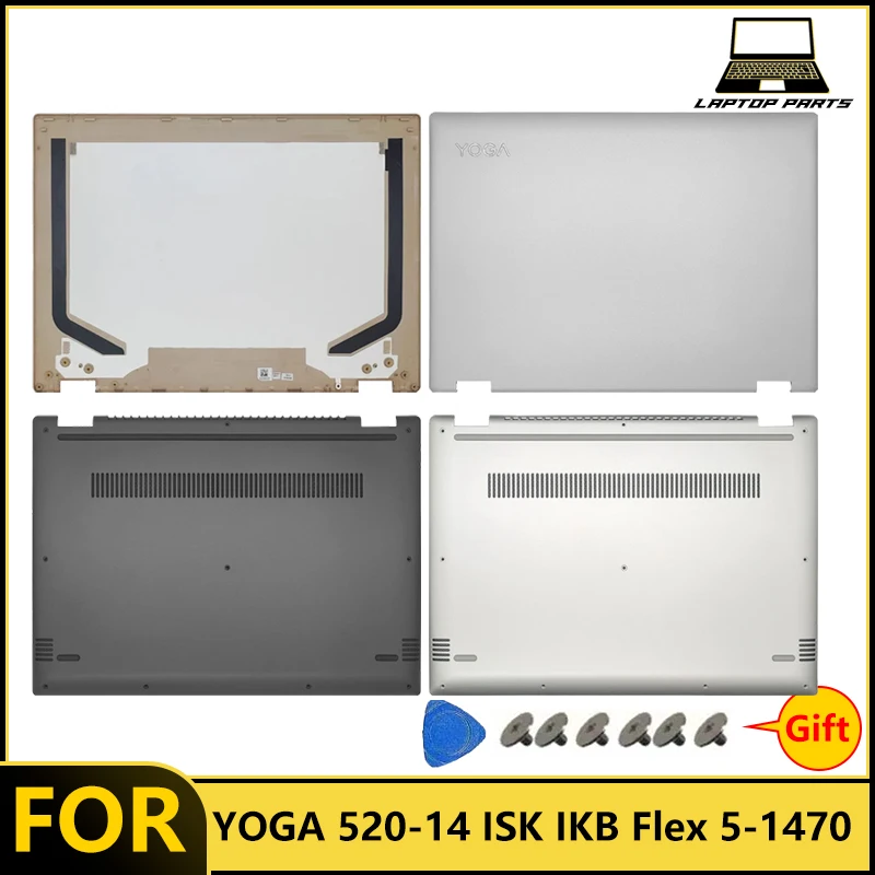 For YOGA 520-14ISK 520-14IKB Flex 5-1470 LCD Back Cover Bottom Case - Black Laptop Replacement Part top Cover