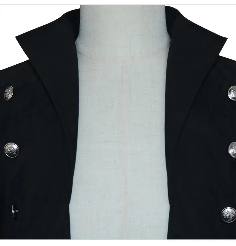 Mittelalterliches Piratenkostüm für Herren, Steampunk-Trenchcoat, Gothic-Smokingjacke, viktorianischer Karnevalsparty-Cosplay-Mantel – Detail 10