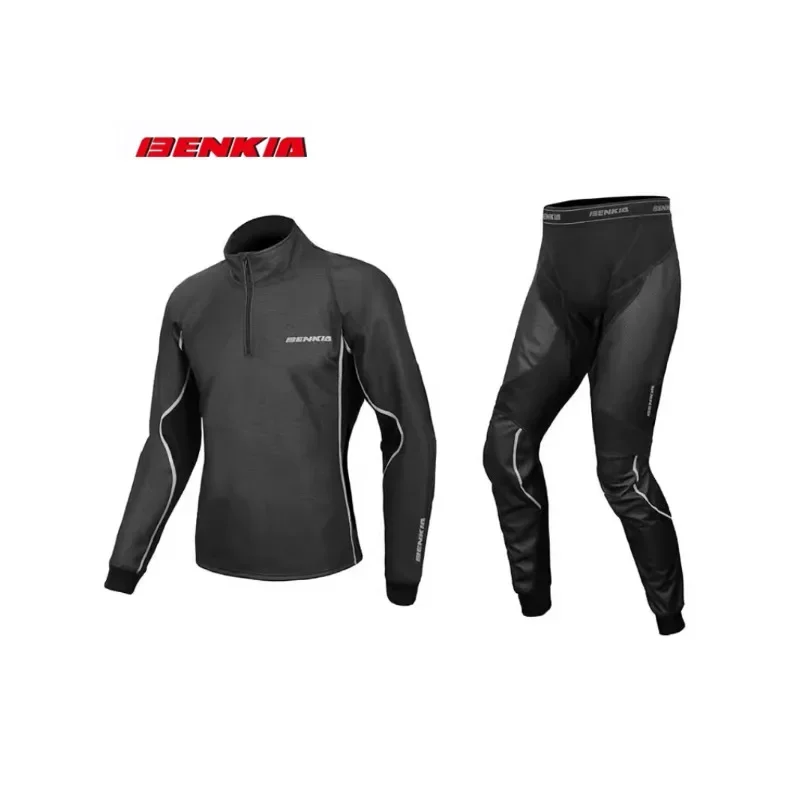 BENKIA-Sous-vêtements de moto à manches longues pour hommes, vêtements de sport chauds et coupe-vent, vêtements hygrotee à séchage rapide imbibés, hiver