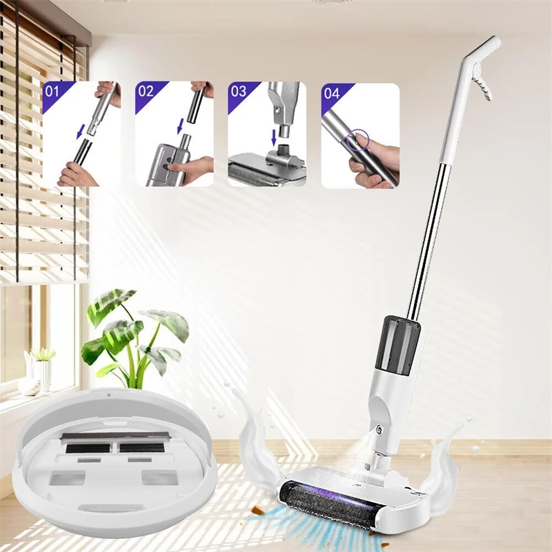 Handheld Cordless Hard Floor Sweeper Vacuum Cleaner Wireless Electric Mop Cleaner Automatic  2 in 1 Wet & Dry Home Cleaner