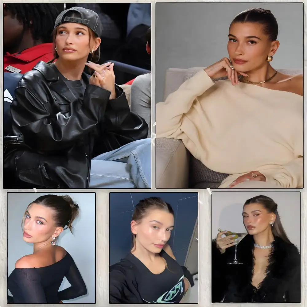 Hailey Bieber Individual Model Painting Calligraphy Canvas Print Wall Mural for Living Room Decor Gifts