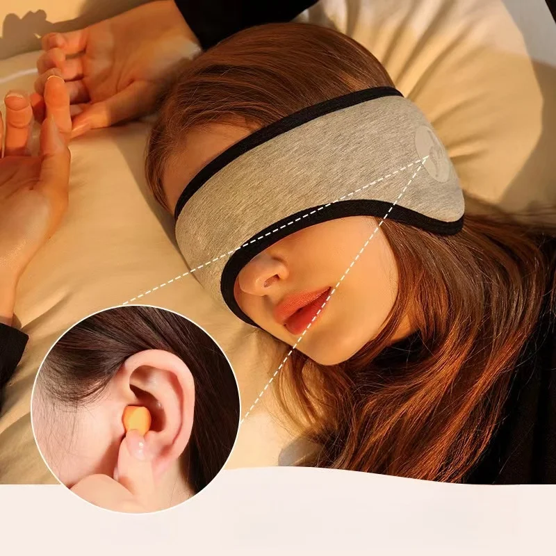 2 in 1 Noise-reducing Sleep Earplugs Adjustable Eye Mask InsulatedEarplugs Travel Nap Lunch Break Sound Insulation Earmuffs