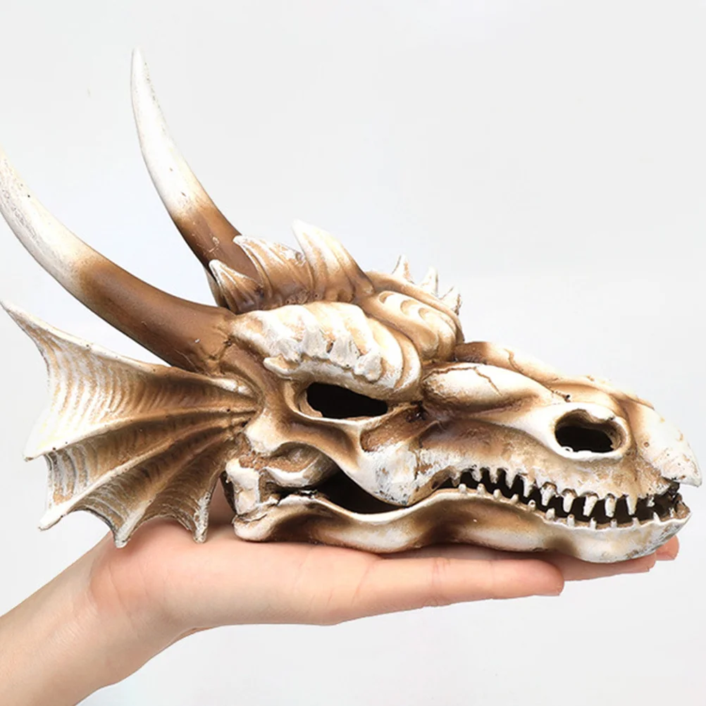 Dinosaur Skull Ornament Fish Tank Accessories Leopard Gecko Resin Aquarium Decor