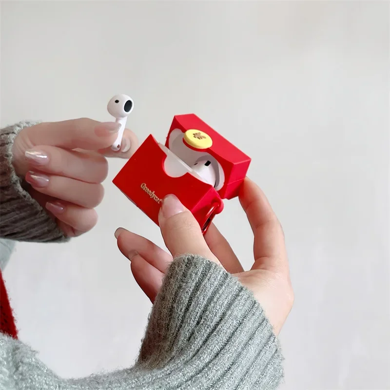 Funda tipo sobre roja para AirPods 4, Airpod 1, 2, 3 Pro Pro2, auriculares Bluetooth, caja de carga, funda protectora para auriculares