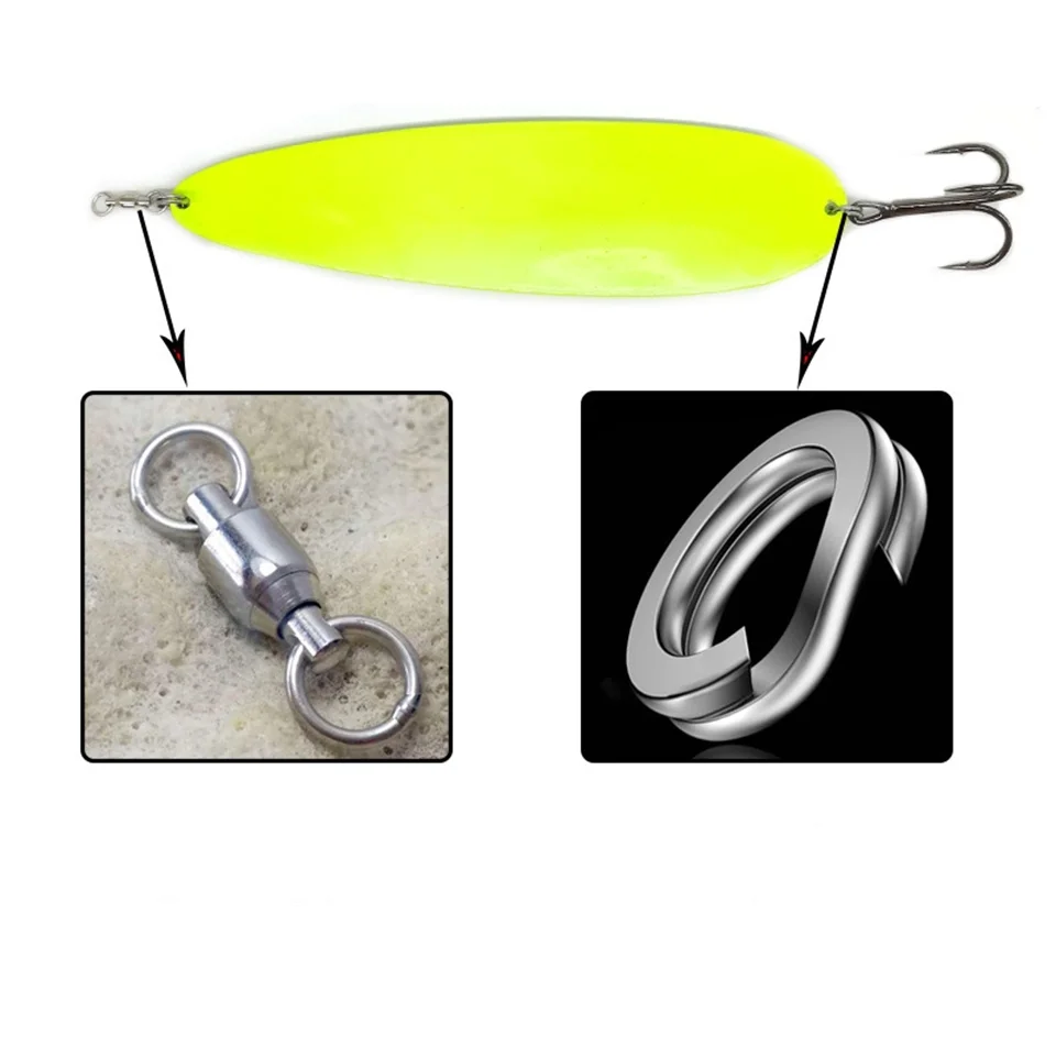 SWOLFY Flatterlöffel 107G 136G Salzwasser-Angellöffelköder 7/0 Drillingshaken, 3/0 Kranwirbel, robuster Striper-Thunfisch – Detail 4