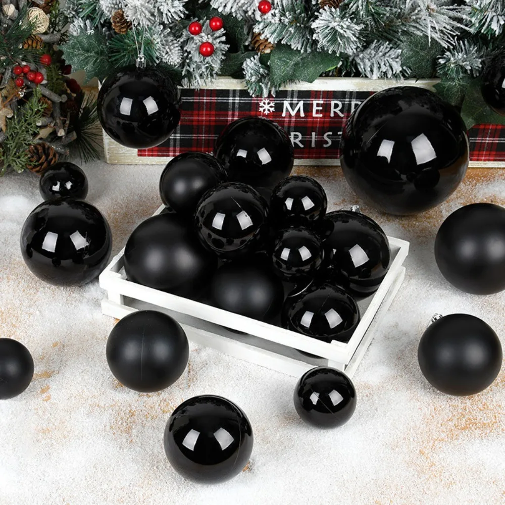 4/6Pcs Glossy/Matte Black Christmas Ball PVC 6/8/10cm Christmas Tree Hanging Ornament Eco-friendly Durable