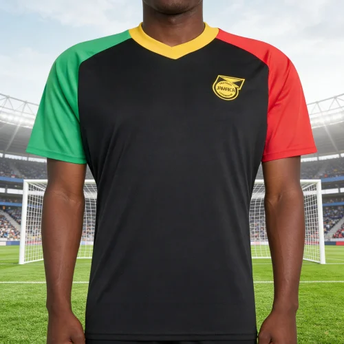 2026 Jamaika Fußball 3D-Gedrucktes Kurzarm-Familien-Set Komfortables Sport-Y2K-Oberteil Atmungsaktiv Schweißabsorbierend Y2K – Detail 3