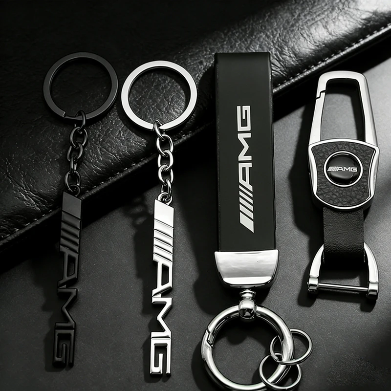 Portachiavi con Logo Auto in Metallo e Pelle 3D per Mercedes Benz AMG W204 W205 W206 W176 W177 W212 W213 X, Accessori