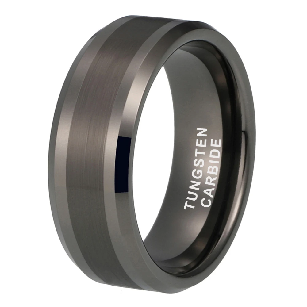 Gunmetal 6mm 8mm pierścień karbidowy wolframu dla kobiet mężczyzn ślub pierścionek zaręczynowy w stylu obrączki para prezent na rocznicę z kocham cię — zdjęcie 2