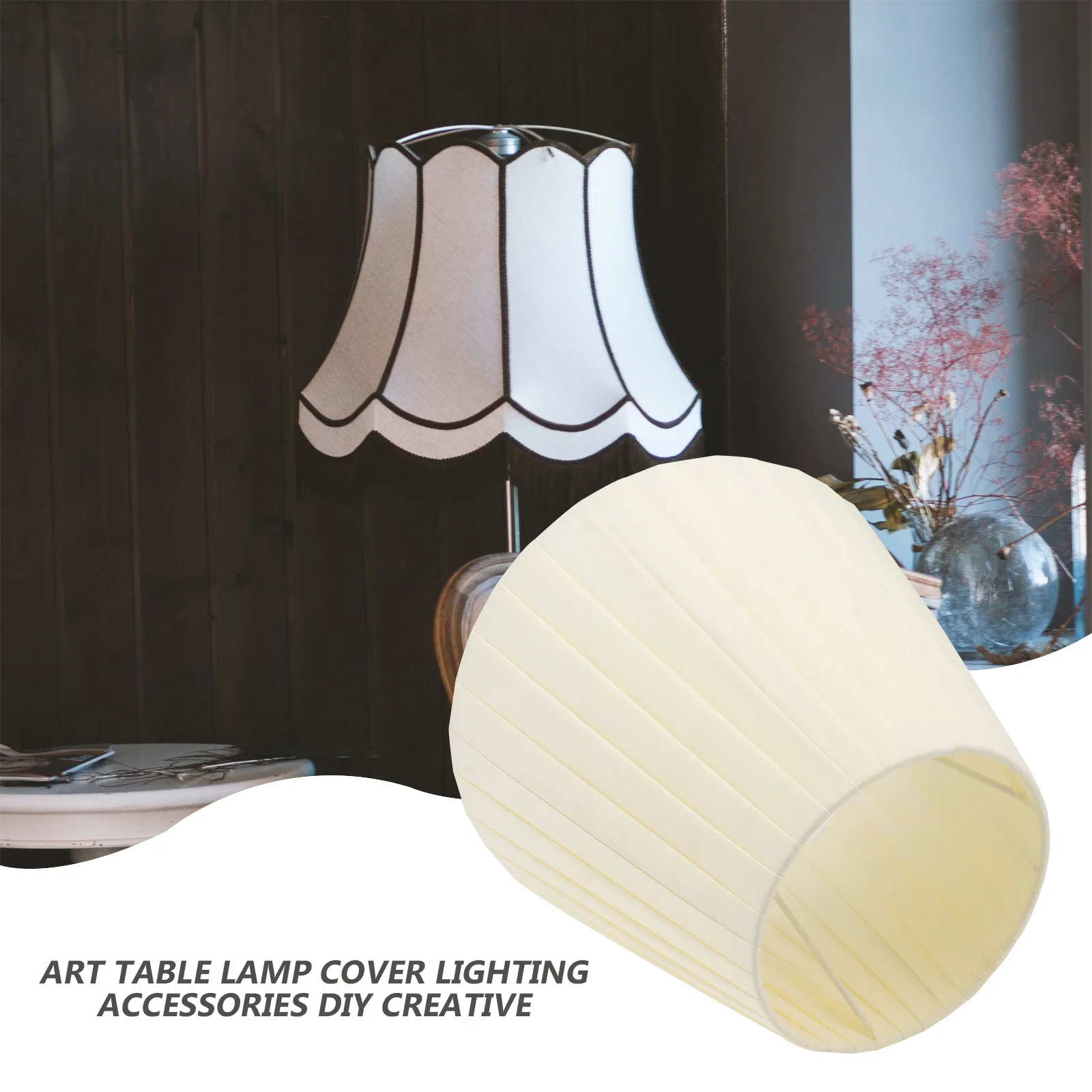 

1pc Pleated Lampshade For Table Floor Lamp Premium Cloth Iron Material Easy Install Decorative Lighting Cover Winding Diy Shade