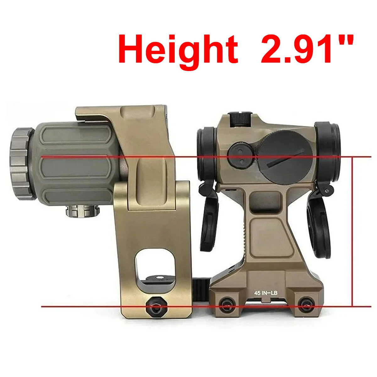 Montagens táticas da unidade 2.91 "2.26" para lupa g33 g43 t01 t02 alavanca qd rápida altura óptica ponto vermelho mira escopo caber 20mm ferroviário