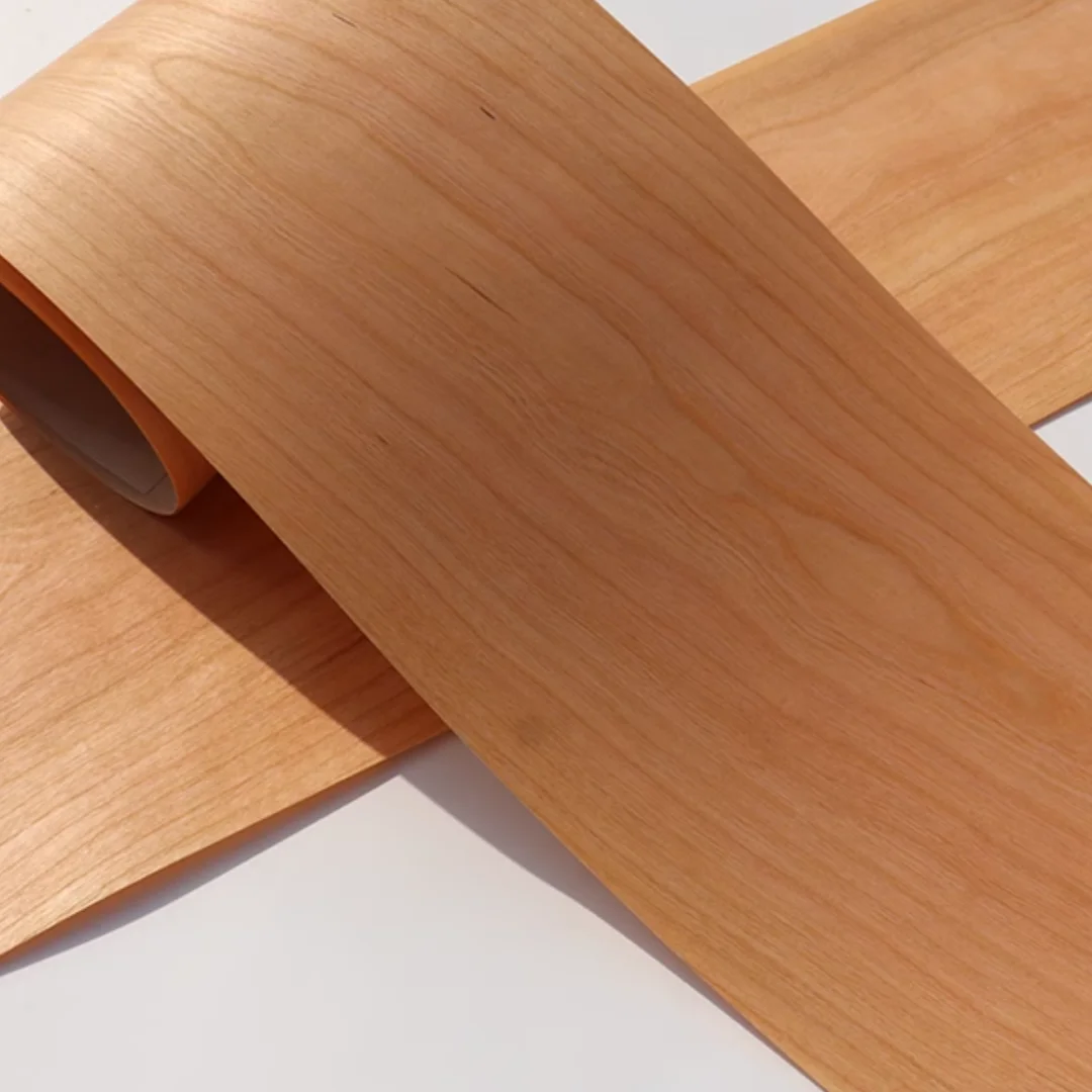 Length:2.5meters Width:170mm Thick:0.25mm North American Cherry Veneer Sheet Woodworking Home Car Music Decor