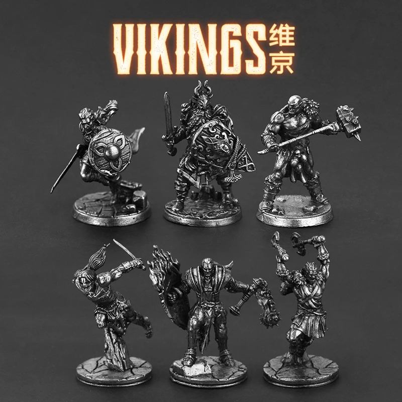 Metall Viking Warrior Ancient Soldier Modell Actionfiguren Fertigprodukt Brettspielstück Miniatur Ornament Zubehör Jungen