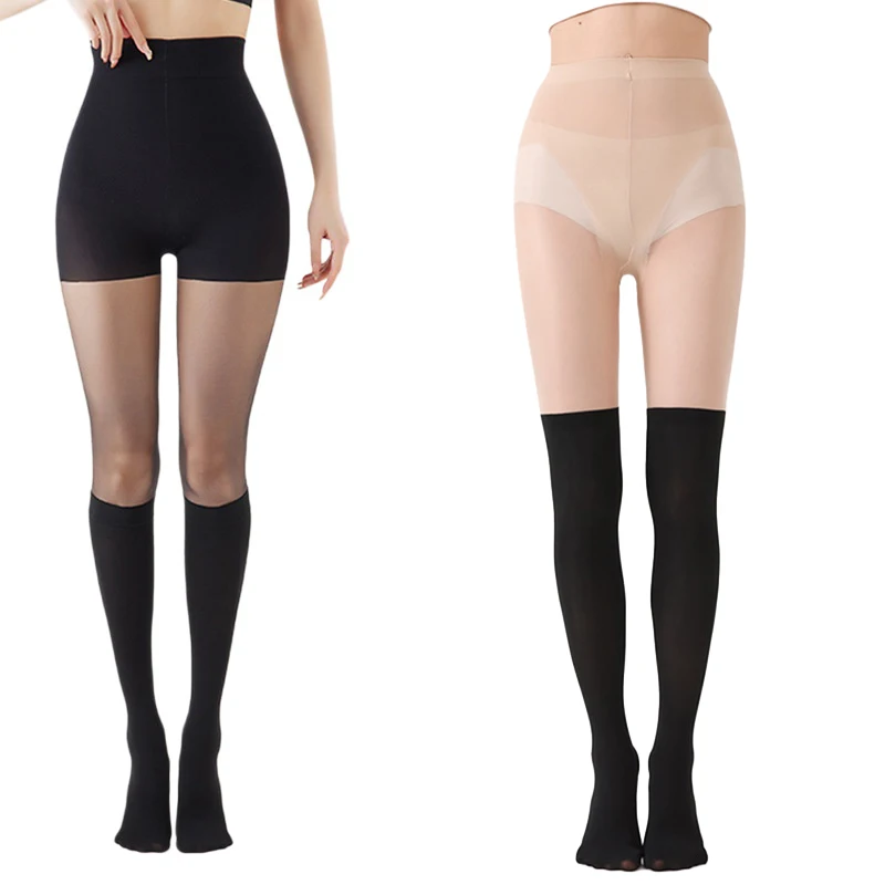 Women's Fake Over-the-knee Stockings All-in-one Pantyhose Spliced or Two-tone Sheer Tights Sports Golf Against Ultraviolet Rays