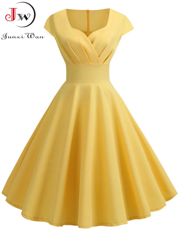 Letnia Sukienka Damska Krótki Rękaw Hepburn Lata 50. 60. Vintage Pin Up Rockabilly Elegancka Sukienka Wieczorowa na Imprezę
