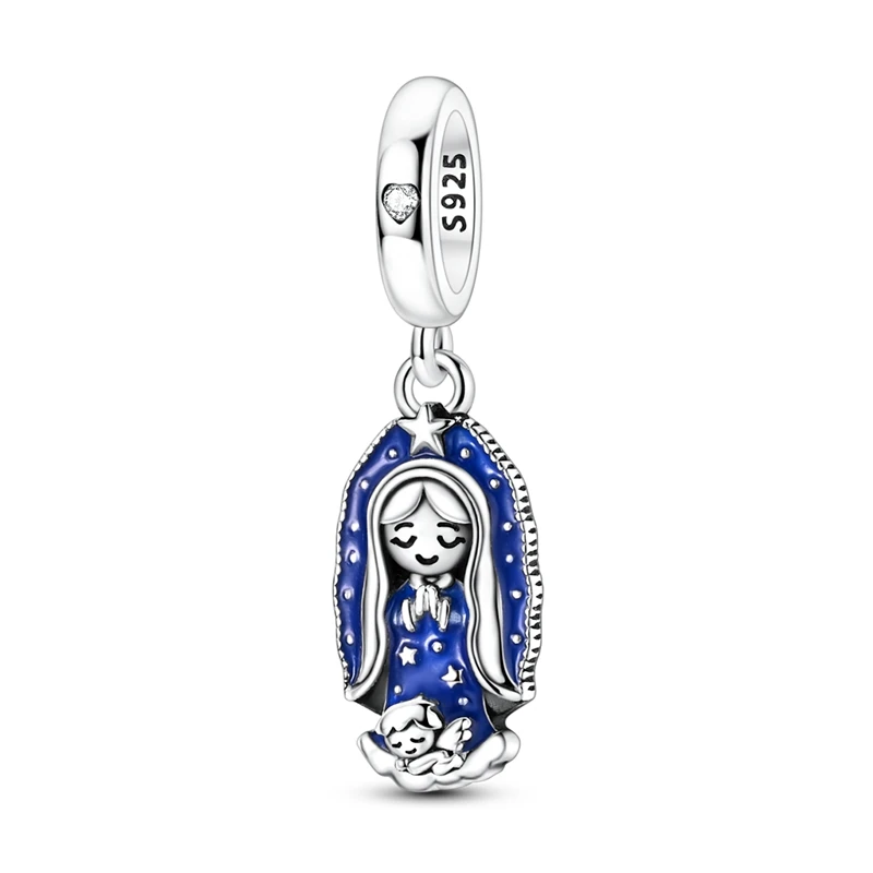 925 Sterling Silver Charms Bead Luminous Virgin Mary and Angel Dangle Fit Original Bracelet DIY Women Jewelry Gift