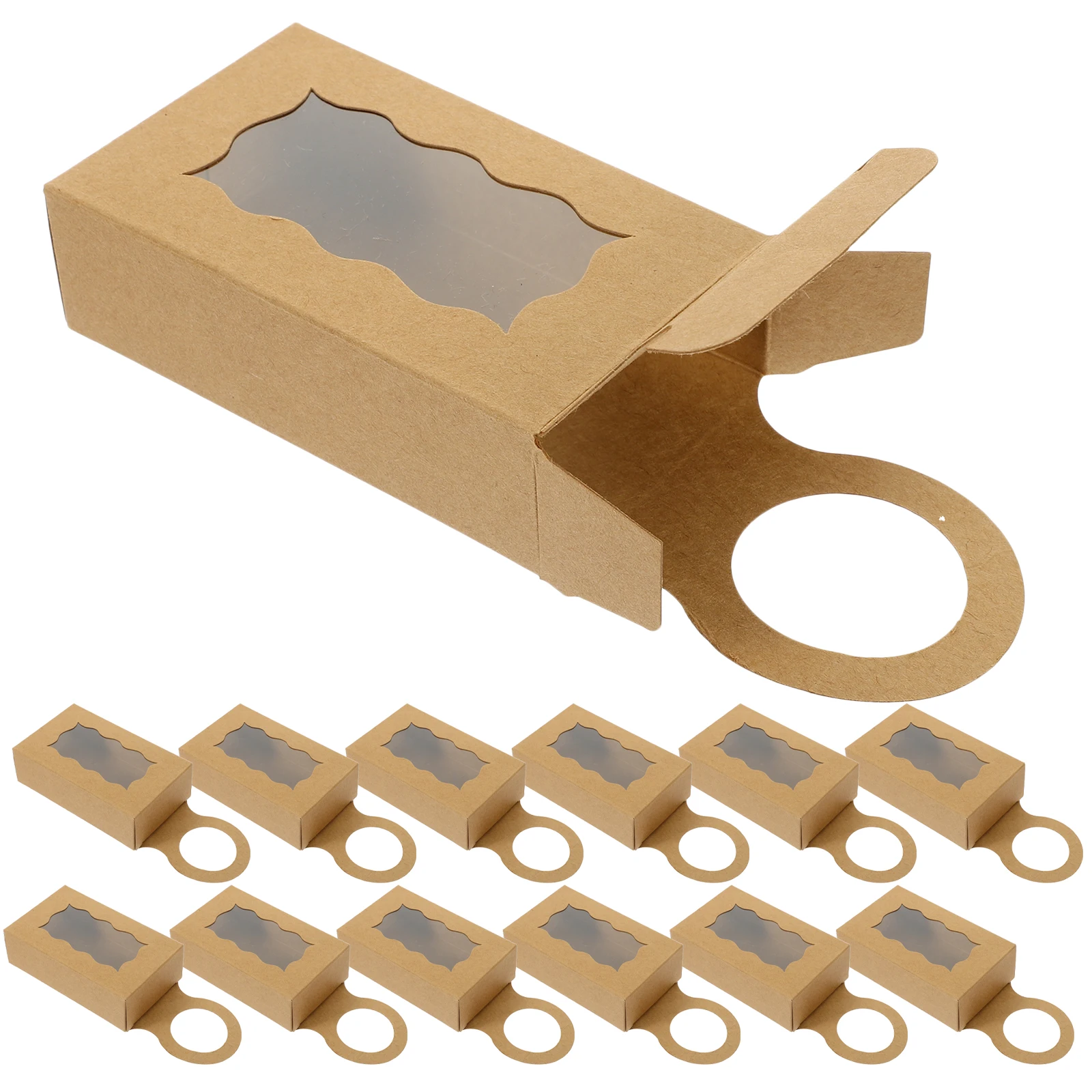 

25pcs Bottle Hook Box 9x9x3cm Heart Window Gift Storage Case Decorative Paper Box with Handle Packaging Solution for Bar