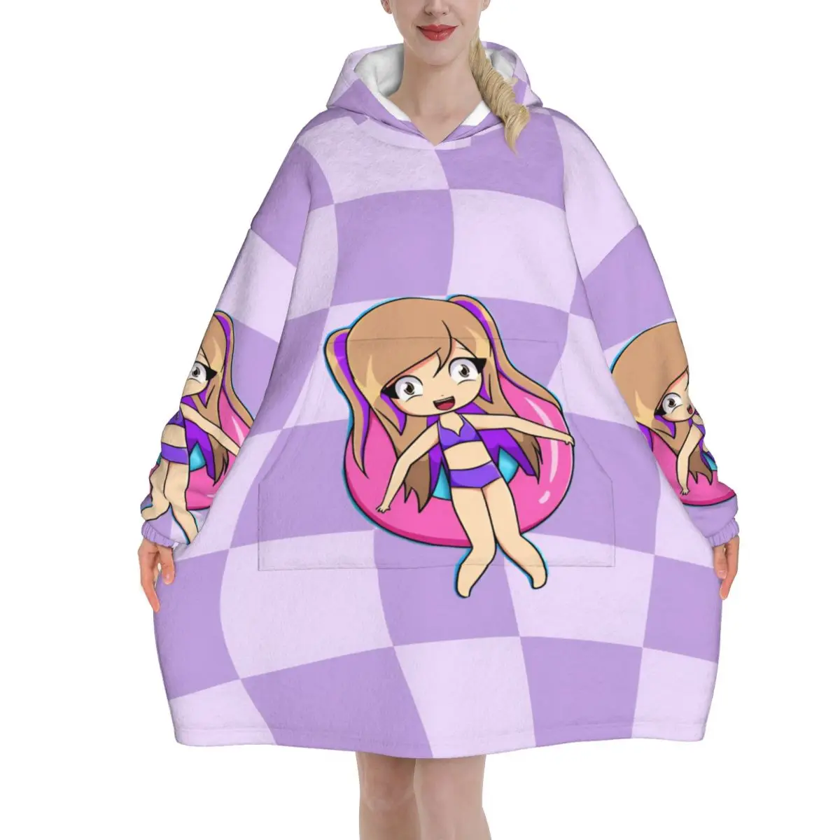 Oversized Dense Real Mix Collage Lyna Vallejos Wearable Blanket Ultrasoft Plush Warm Sweatshirt Blankets With Pocket