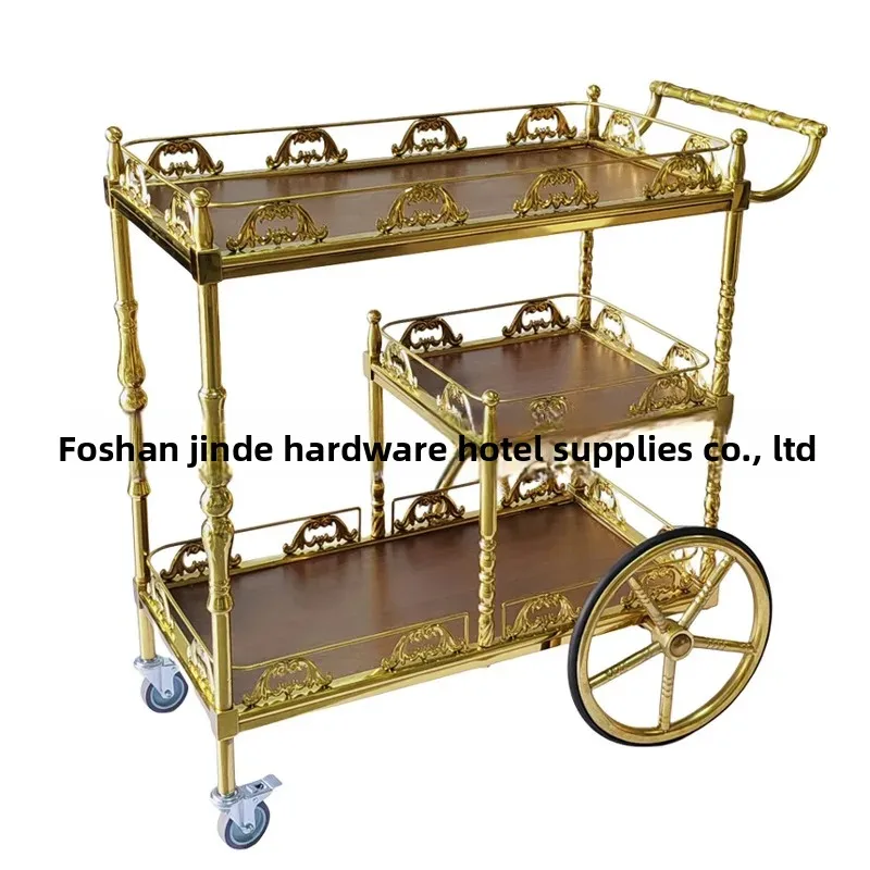 Hotel snack trolley three-layer wine cart tea cart stainless steel roast duck flake truck mobile dining car restaurant