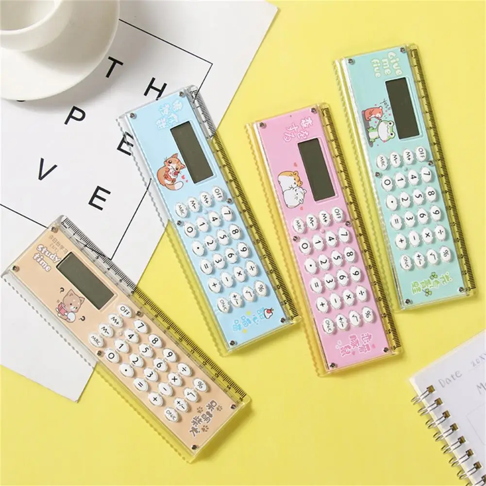 Portable  Excellent Small Handheld 8 Digits Angle Ruler Calculator Stationery Card Ruler Interesting   for Study