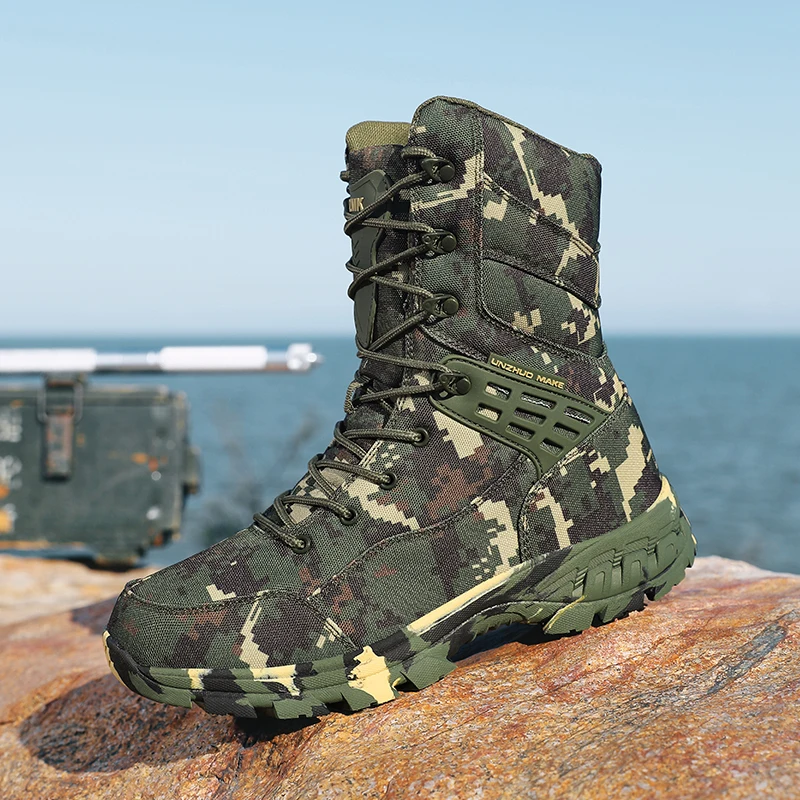 

LiXingMing Hiking Shoes Men High-Top Outdoor Camping Sneakers Non-Slip Anti Splash Water Lace-up Hunting Trekking Climbing Boots