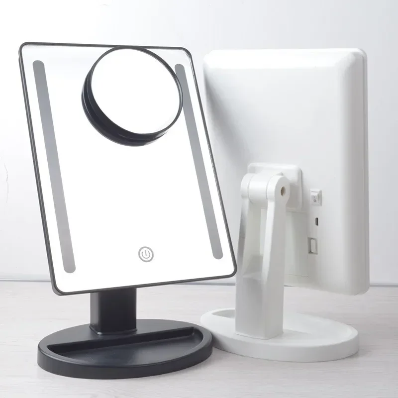 

Led Lighted Mirror Makeup Mirrors Desktop Tabletop Illuminated Beauty Mirror 10x Magnifying Mirror Dresser Usb Charge