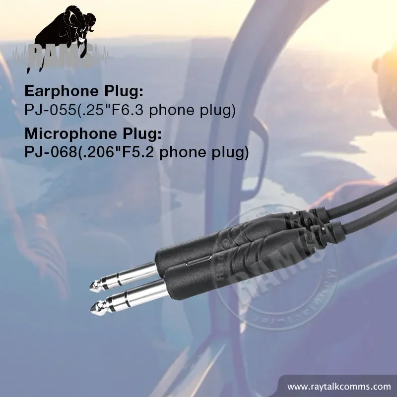 Behind The Head RayTalk Aviation Headset PH-500 GA Plug Noise Cancelling Headphone For Pilot
