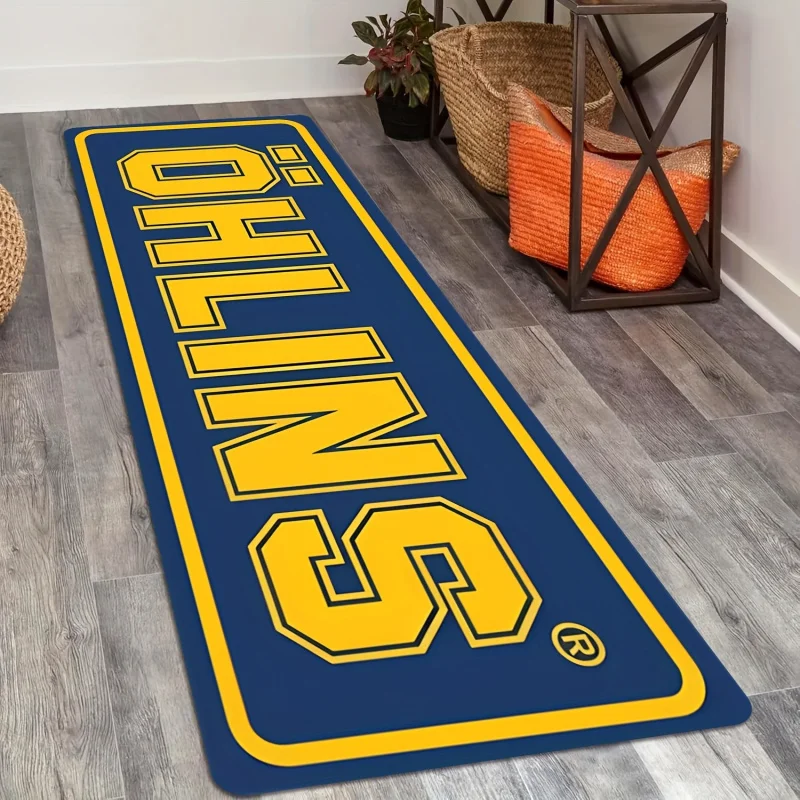 VIKAMA Alfombra azul para suelo de garaje de motocicleta, lavable a máquina, antideslizante, alfombra para pasillo, dormitorio, sala de estar, decoración del hogar