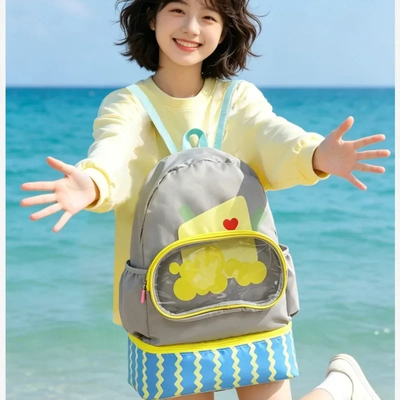 Cute Cartoon Kids Swimming Storage Backpack Dry Wet Separation Beach Sports Bag Boys Girls Pool Outdoor Activity Travel Pouch