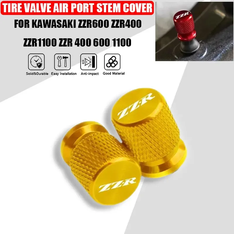 

2 Pcs Motorcycle Accessories For Kawasaki ZZR600 ZZR400 ZZR1100 ZZR 400 600 1100 Metal Tire Valve Air Port Stem Cover Caps