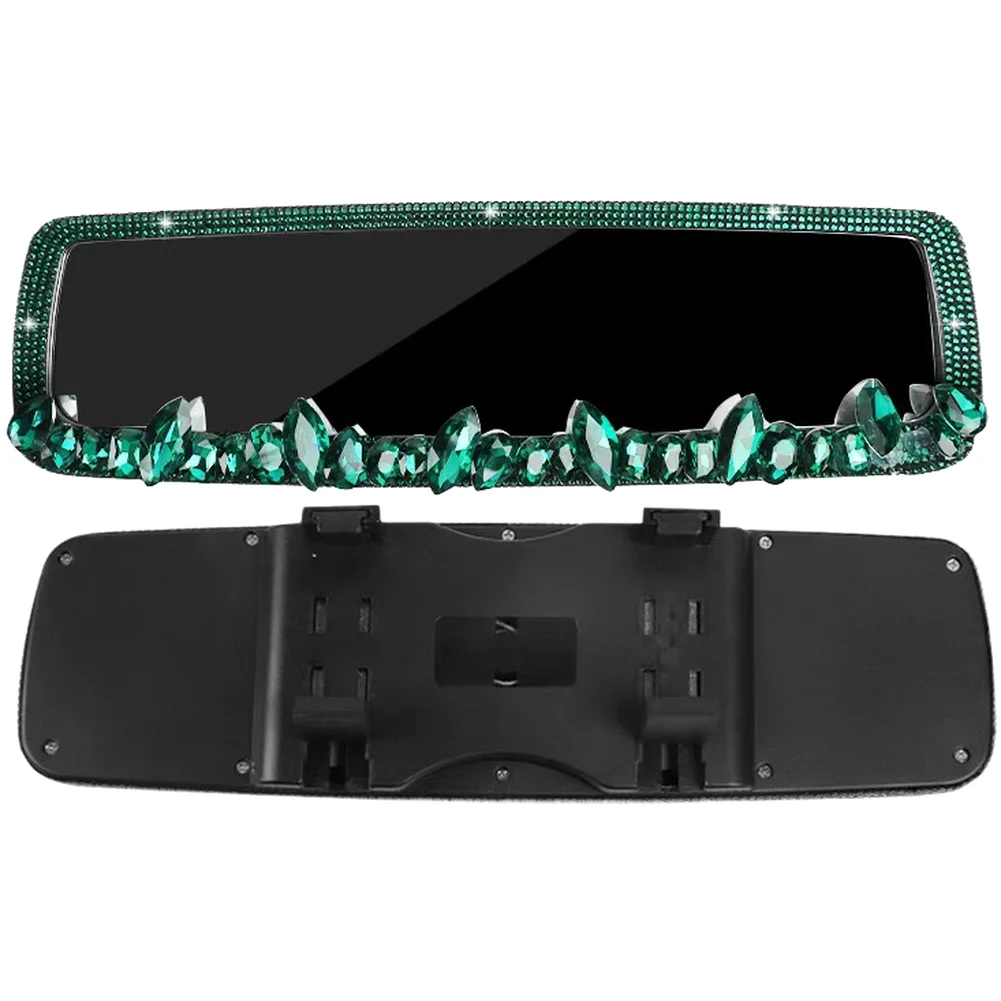 Car Rearview Mirror Decoration with For CRYSTAL Rhinestones Water Drill Design Easy Installation Compatible with Most Vehicles