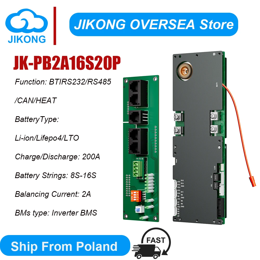 JKBMS Inverter 8S 10S 12S 13S 15S 16S Intelligens BMS 100A 150A 200A LiFePo4 Li-Ion LTO akkumulátor 24V JIKONG BMS 1A 2A Aktív Kiegyensúlyozás