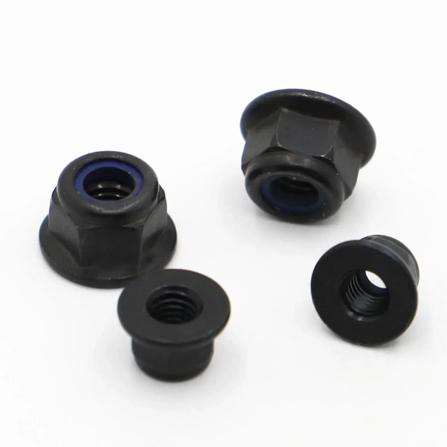 M3 M4 M5 M6 M8 Brida hexagonal de acero al carbono negro Tuerca de bloqueo de inserción de nailon Tuerca de bloqueo Nylock autoblocante