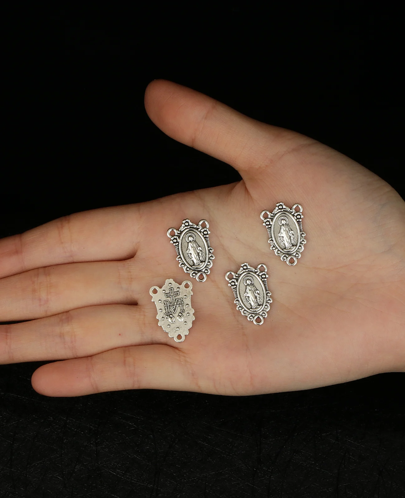10Pcs Catholic Our Lady Medalla Milagrosa Connectors Virgin Mary Rosary Centerpieces Center Part for DIY Jewelry Accessories