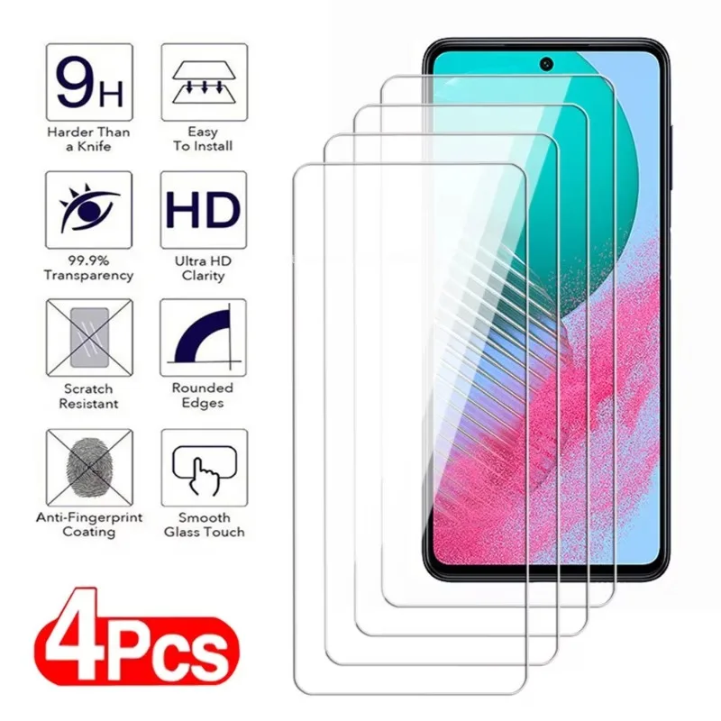 4 Uds vidrio templado para Samsung Galaxy M42 M51 M52 M53 M55 M62 5G Protector de pantalla A41 A42 A51 A52 A53 A54 A55 A71 A72 A73 película