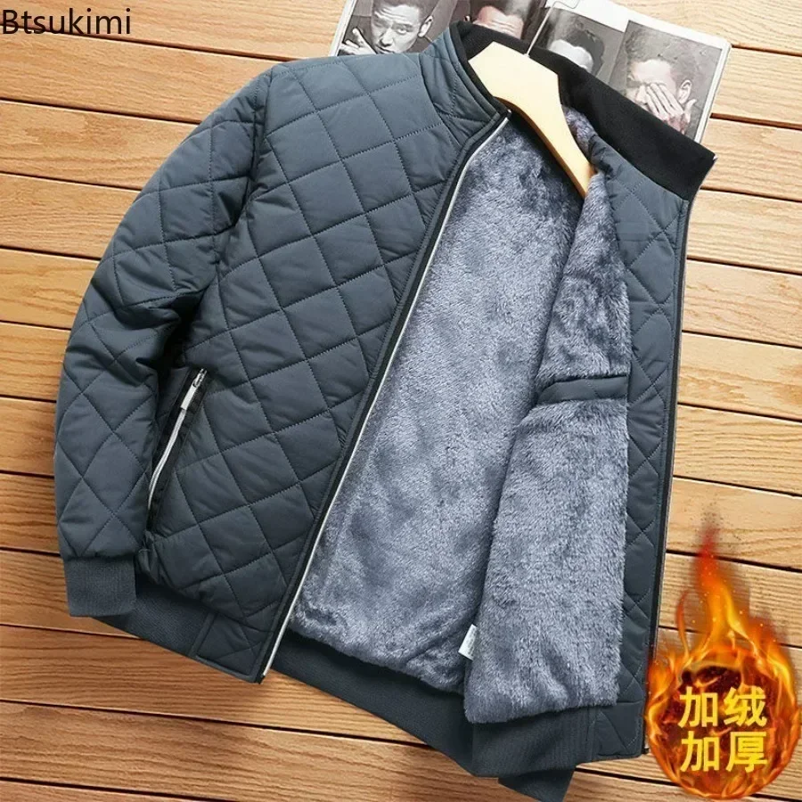 2025 Men\'s Thick Warm Bomber Jacket Coats Autumn Winter Fleece Lined Casual Jacket for Men Slim Fit Winter Clothing Parkas 5XL